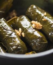 Dolmades (Stuffed vine leaves with rice)