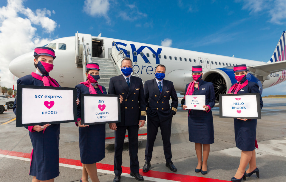 SKY express flights to Rhodes commenced with the  brand-new Airbus A320neo