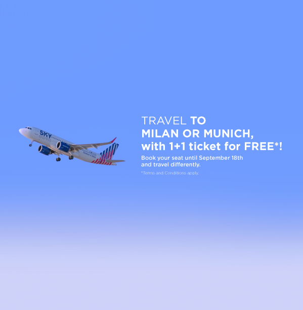 Travel to Milan or Munich with 1+1 ticket for free!
