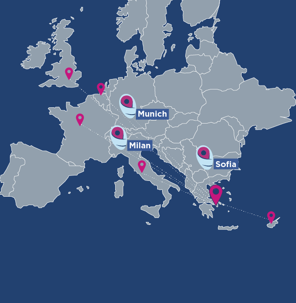 Milan, Munich and Sofia: SKY express's new destinations