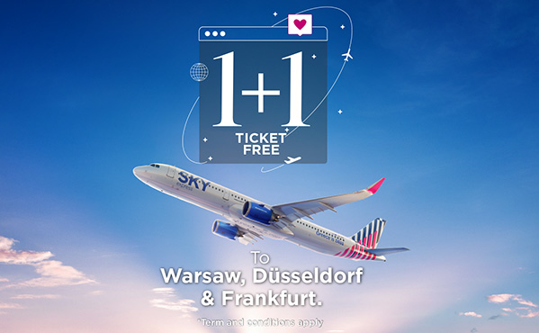 Travel to Warsaw, Dusseldorf or Frankfurt with 1+1 ticket for free!