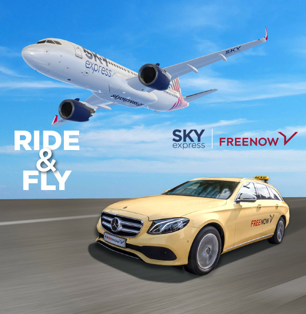 SKY express and FREENOW offer the ultimate travel experience!