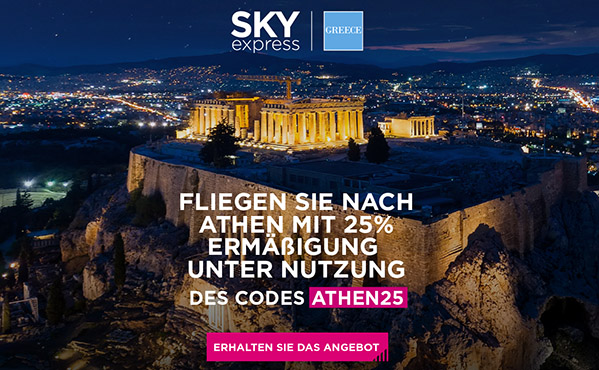 Fliegen Sie mit SKY nach Athen mit 25% Rabatt!