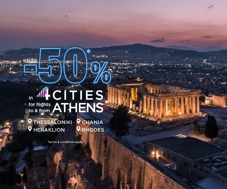 Get up to 50% off on flights to and from Athens for four cities.