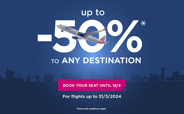 Up to 50% discount to ANY destination!