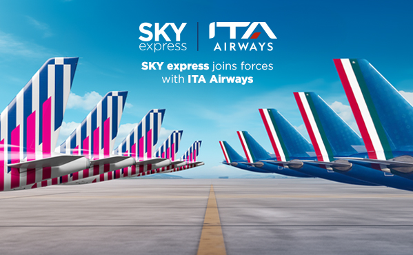 SKY express: amplia il numero di partnership con ITA Airways, la compagnia aerea nazionale italiana!