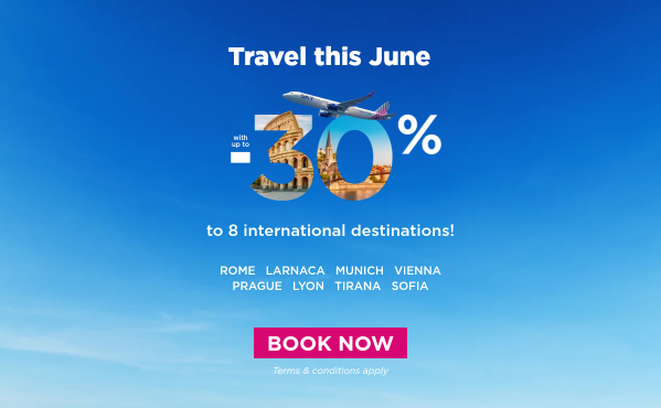 -30% to 8 international destinations