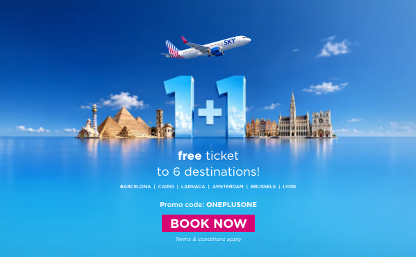 1+1 free ticket to 6 destinations